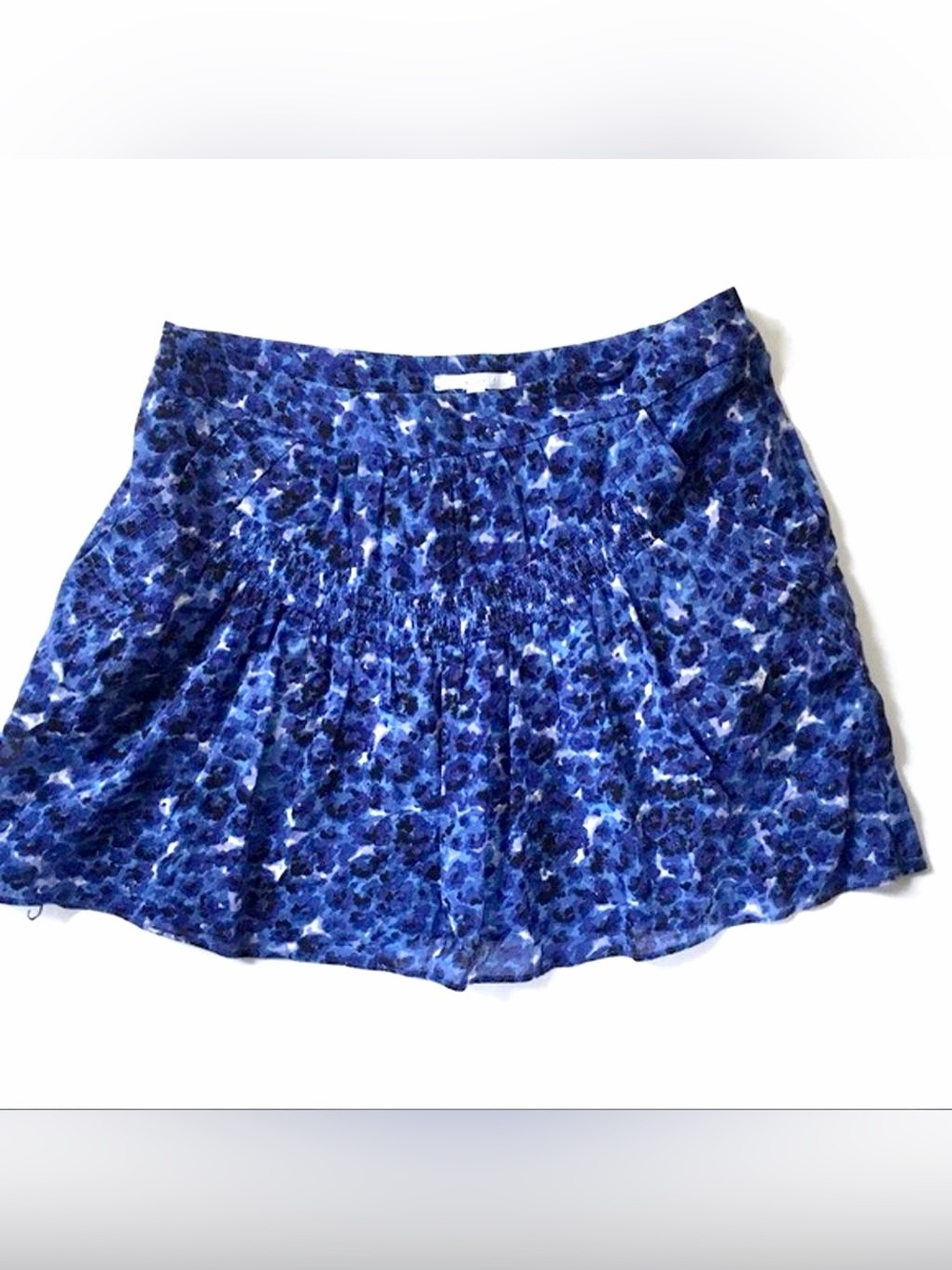 Madewell Eliot Blue Floral Mini Skirt featuring Gathering Details & Pockets Sz 4